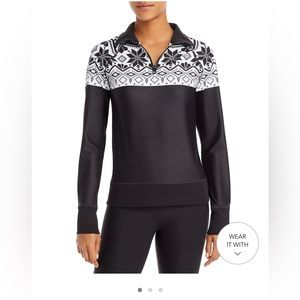 AQUA Athletic Quarter Zip - Fair Isle pattern - Size XS in Black